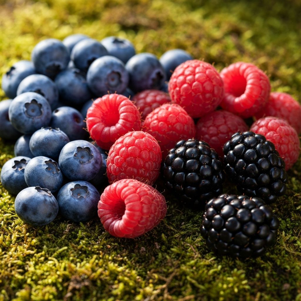 Fresh colorful berries rich in antioxidants