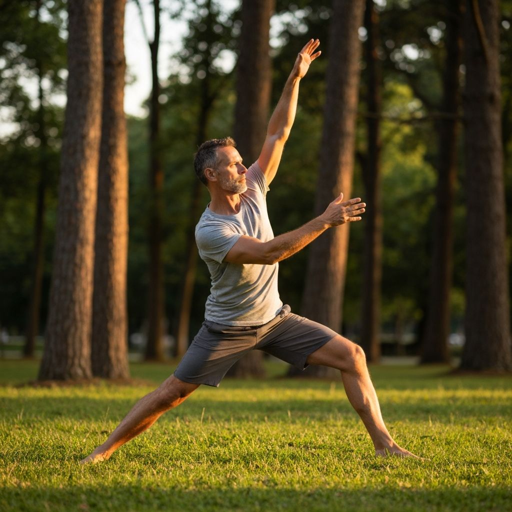 Man maintaining physical agility through outdoor activity